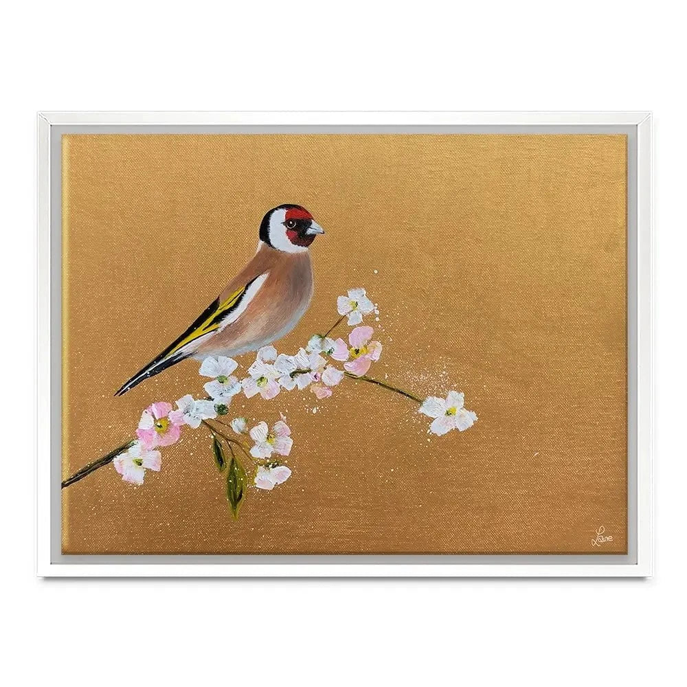 Goldfinch On Cherry Blossom Canvas Print