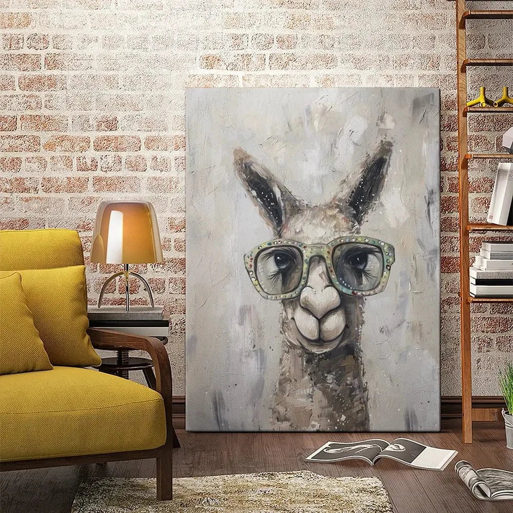 Llama With Glasses Canvas Print