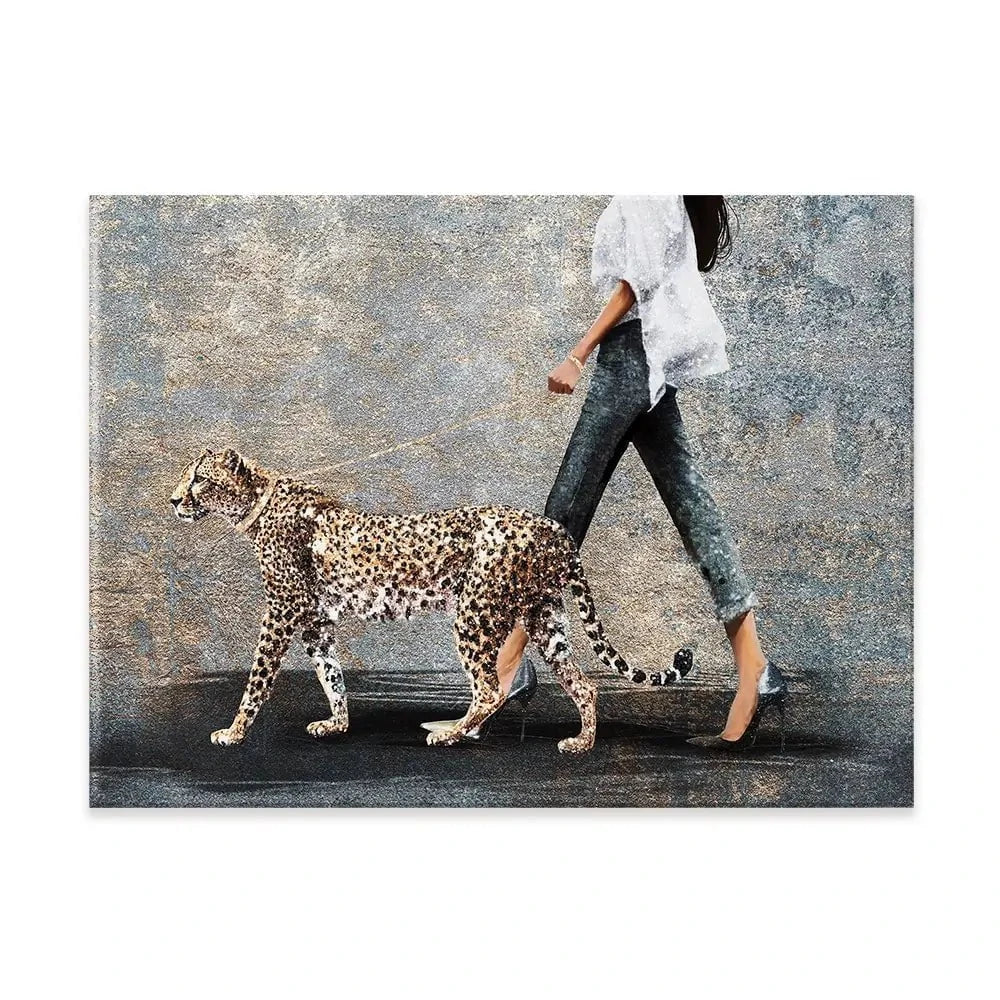 Woman With Leopard Canvas Print