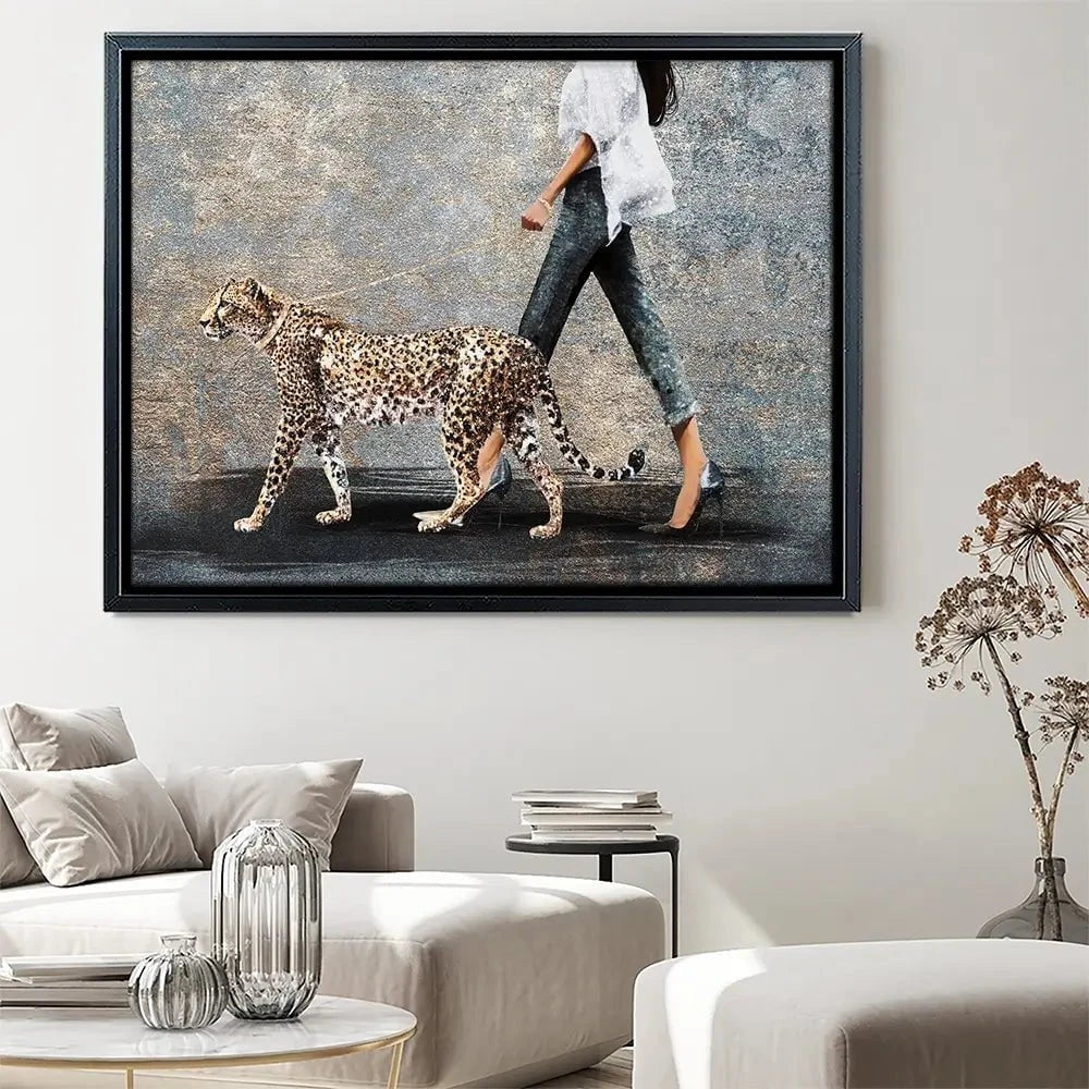Woman With Leopard Canvas Print