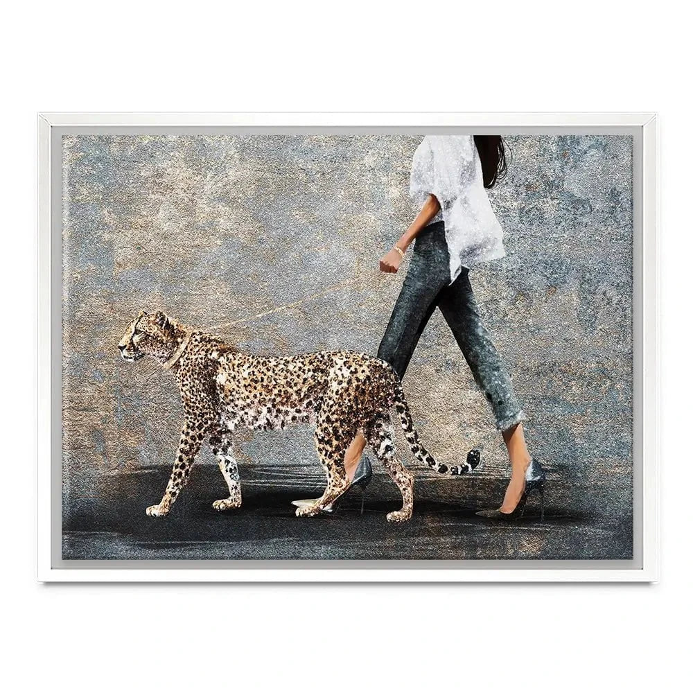 Woman With Leopard Canvas Print