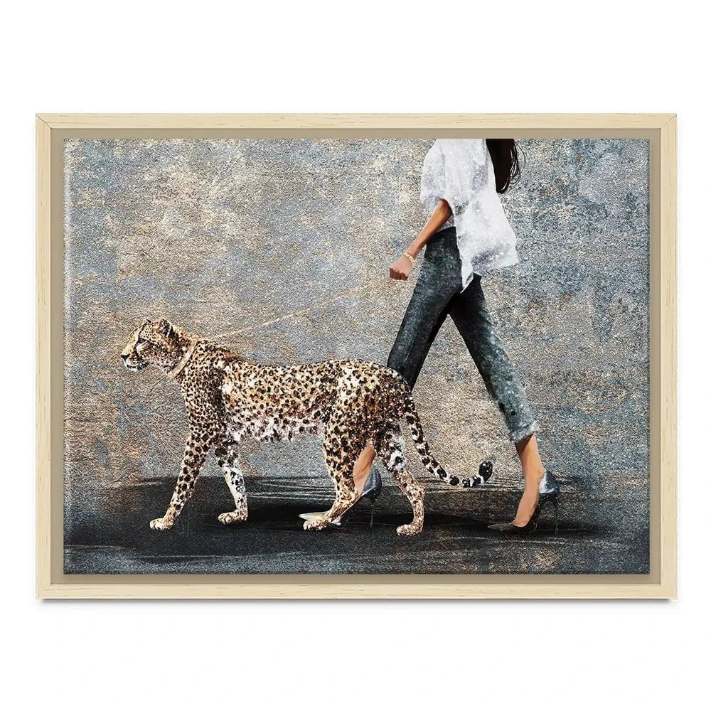 Woman With Leopard Canvas Print