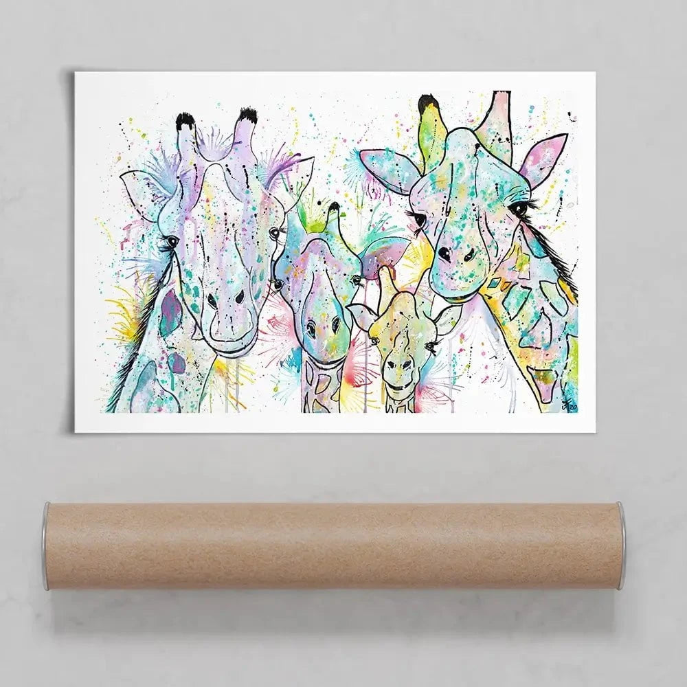 Four Giraffes Art Print