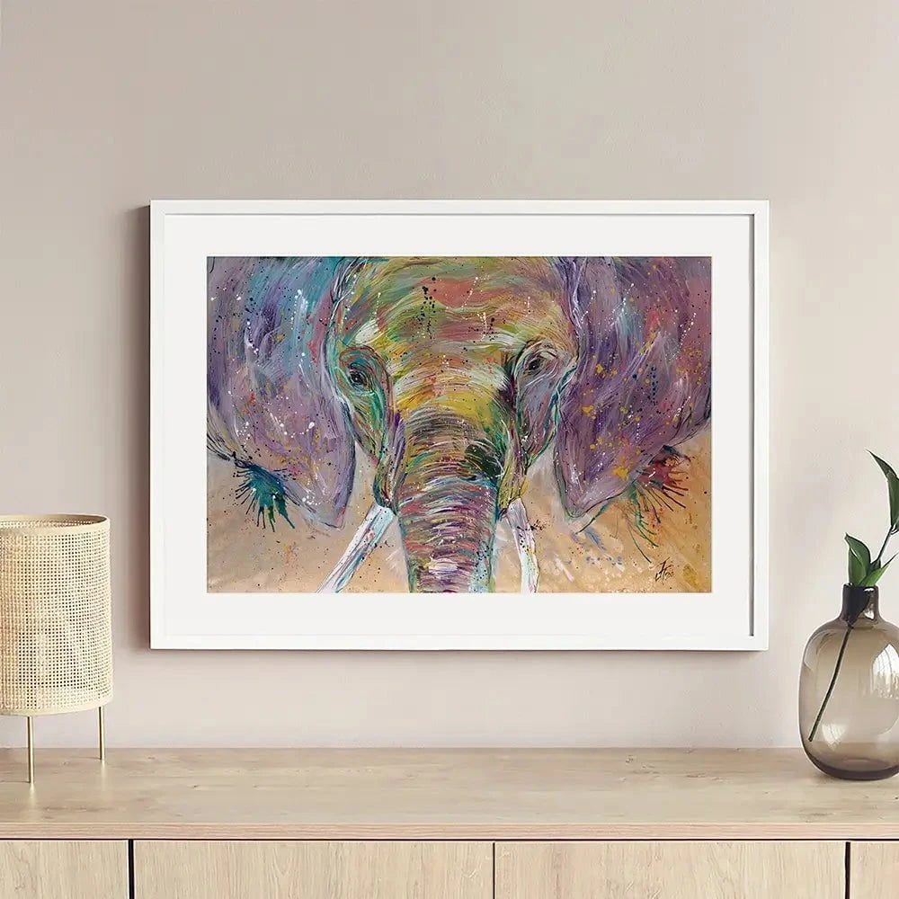 Elephant Splashes Framed Art Print