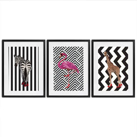 Animals In Heels Framed Art Print Trio