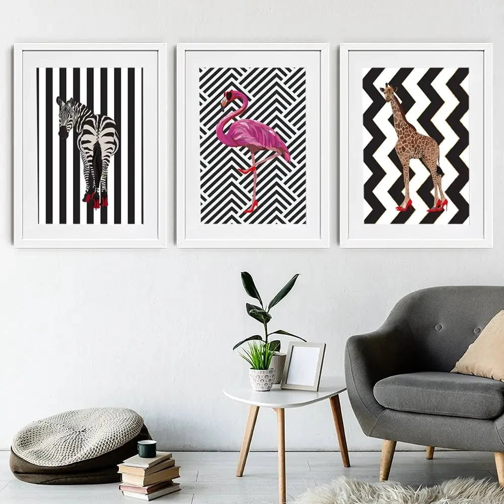 Animals In Heels Framed Art Print Trio