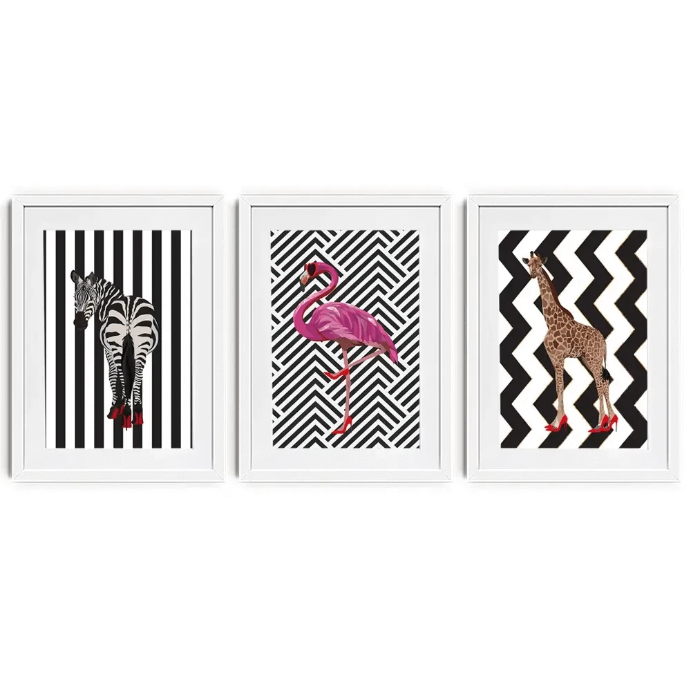 Animals In Heels Framed Art Print Trio