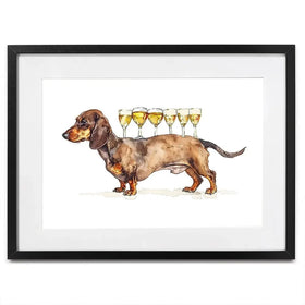 Balancing Dachshund Framed Art Print