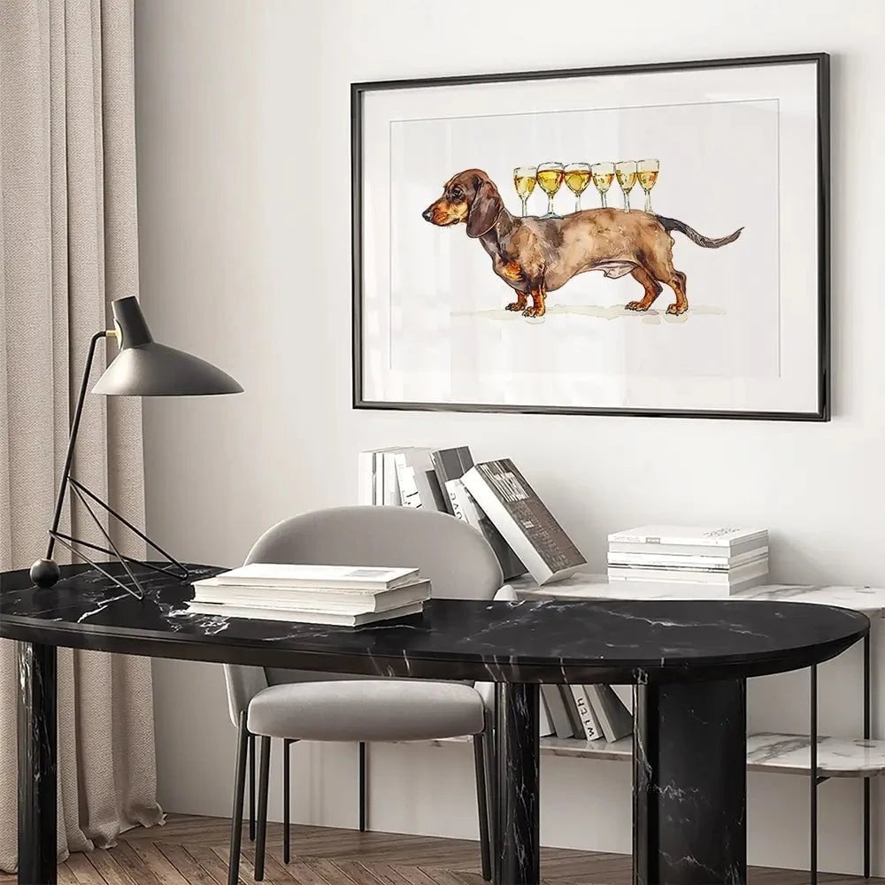 Balancing Dachshund Framed Art Print