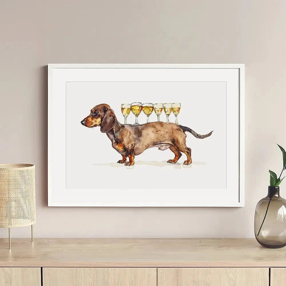 Balancing Dachshund Framed Art Print