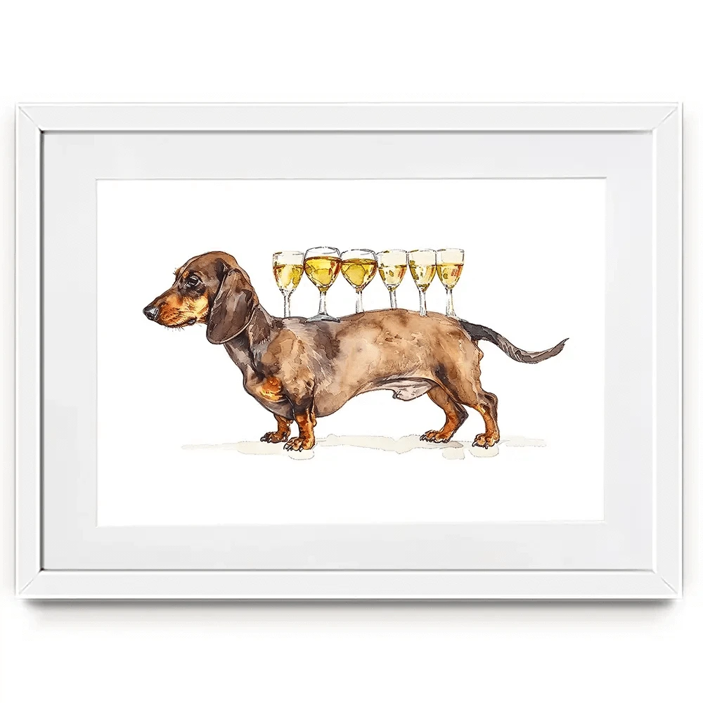 Balancing Dachshund Framed Art Print