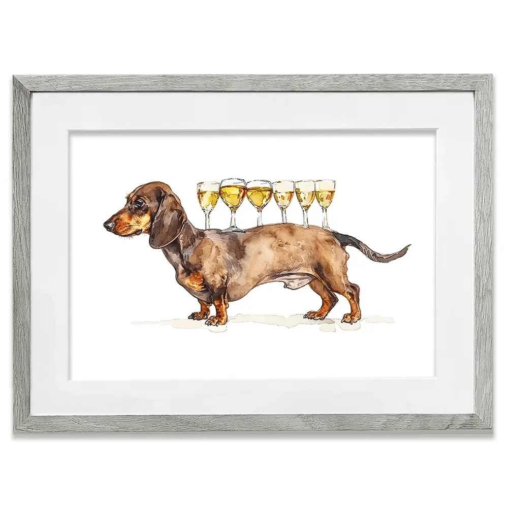 Balancing Dachshund Framed Art Print