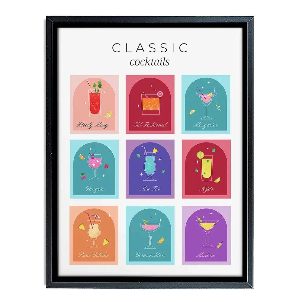 Colourful Classic Cocktails Canvas Print