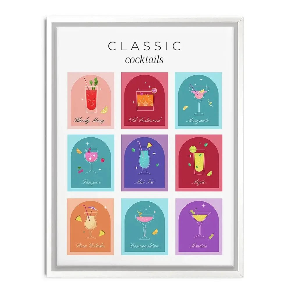 Colourful Classic Cocktails Canvas Print