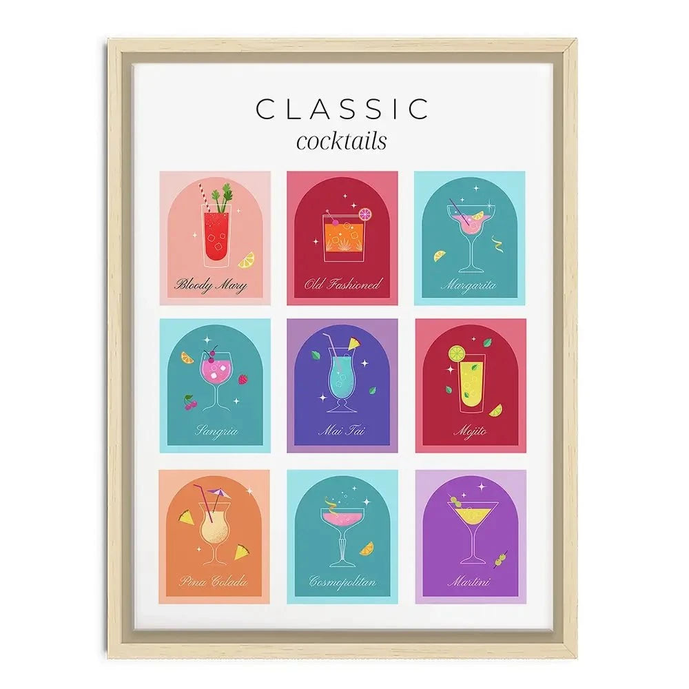 Colourful Classic Cocktails Canvas Print