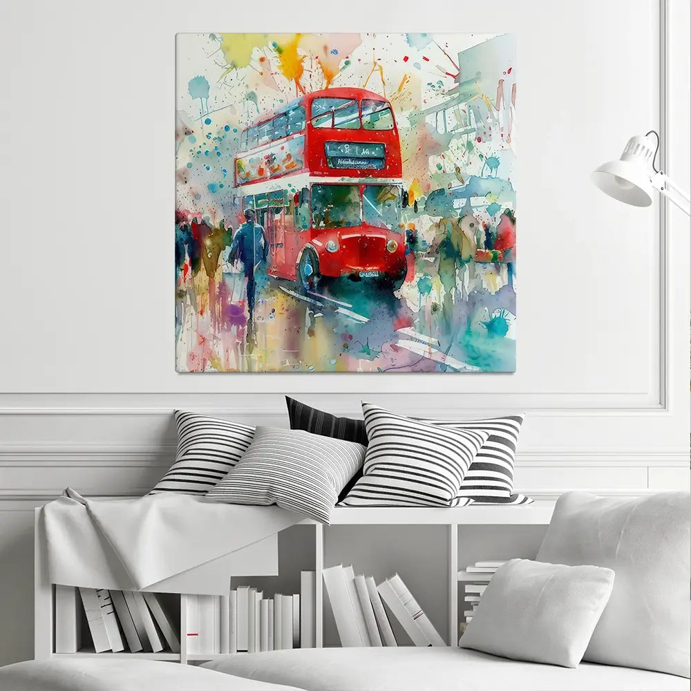 London Bus Square Canvas Print