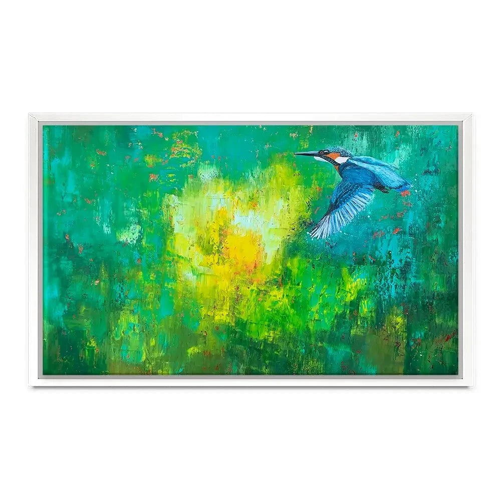 A Flash Of Blue Kingfisher Canvas Print A Flash Of Blue Kingfisher Canvas Print wall art product Laure Bury