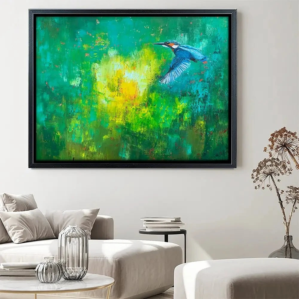 A Flash Of Blue Kingfisher Canvas Print A Flash Of Blue Kingfisher Canvas Print wall art product Laure Bury