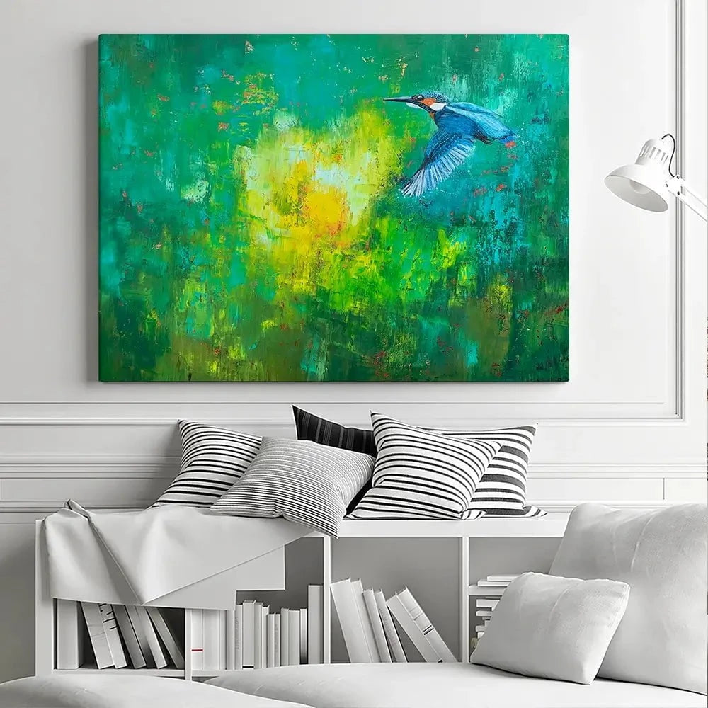 A Flash Of Blue Kingfisher Canvas Print A Flash Of Blue Kingfisher Canvas Print wall art product Laure Bury