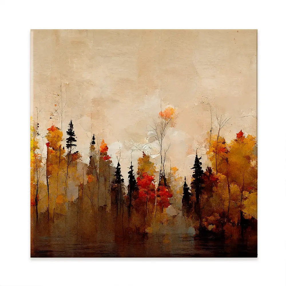 A Forest In Autumn Square Canvas Print A Forest In Autumn Square Canvas Print wall art product Treechild