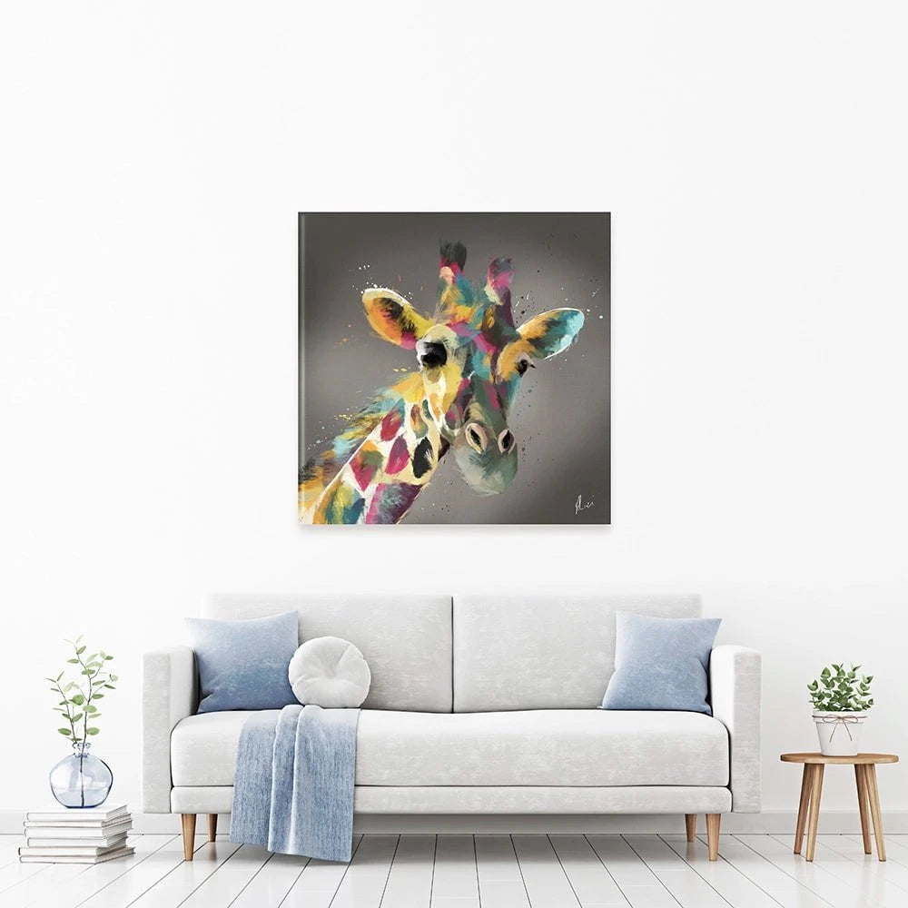 A Giraffe In Multicolour Canvas Print A Giraffe In Multicolour Canvas Print wall art product Aimee Linzi