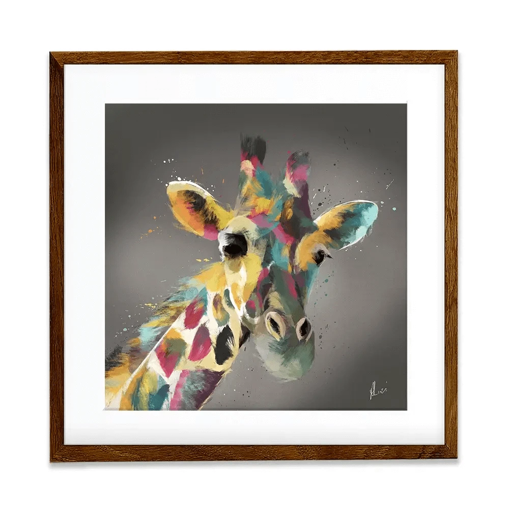 A Giraffe In Multicolour Square Framed Art Print A Giraffe In Multicolour Square Framed Art Print wall art product Aimee Linzi