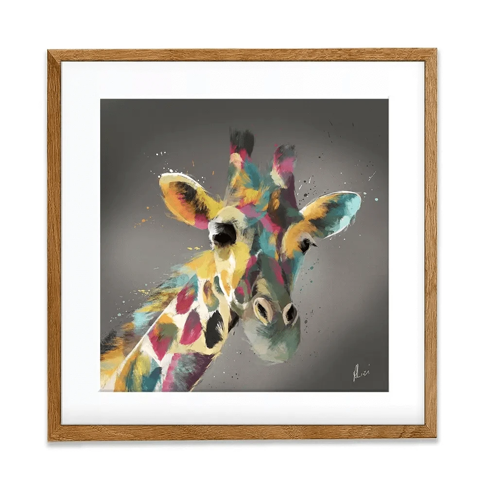 A Giraffe In Multicolour Square Framed Art Print A Giraffe In Multicolour Square Framed Art Print wall art product Aimee Linzi