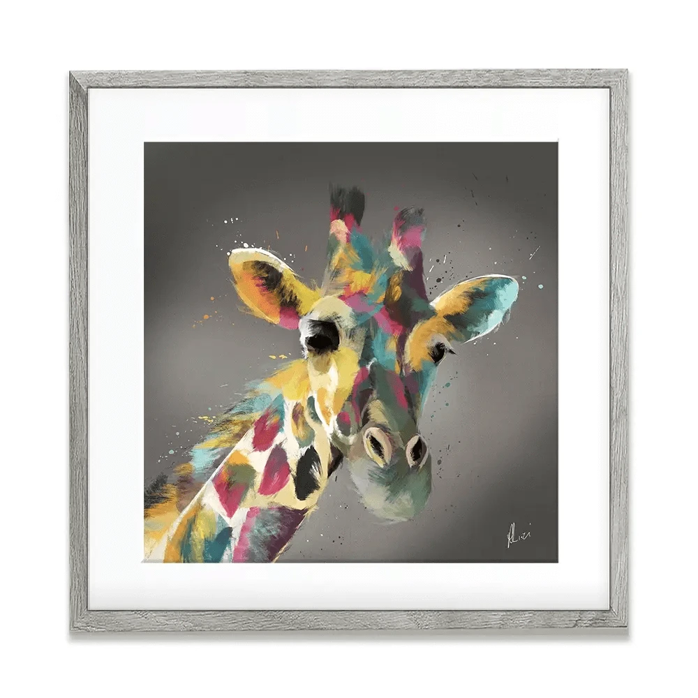 A Giraffe In Multicolour Square Framed Art Print A Giraffe In Multicolour Square Framed Art Print wall art product Aimee Linzi