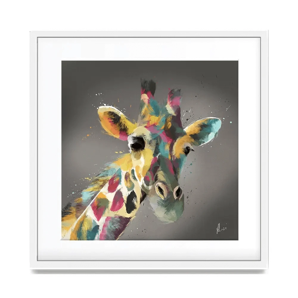A Giraffe In Multicolour Square Framed Art Print A Giraffe In Multicolour Square Framed Art Print wall art product Aimee Linzi