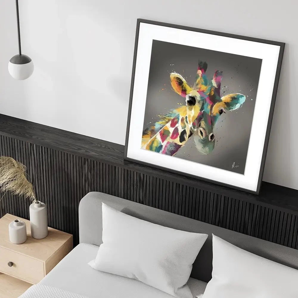 A Giraffe In Multicolour Square Framed Art Print A Giraffe In Multicolour Square Framed Art Print wall art product Aimee Linzi