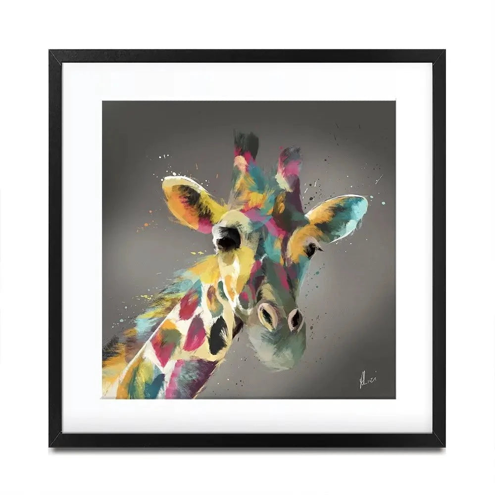 A Giraffe In Multicolour Square Framed Art Print A Giraffe In Multicolour Square Framed Art Print wall art product Aimee Linzi