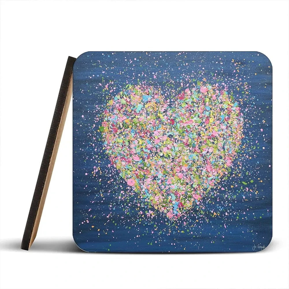 A Heart Full Of Love Coaster Set Rainbow Soul Tree Coaster Set | Rainbow Soul Tree Art Coasters wall art product Jo Gough