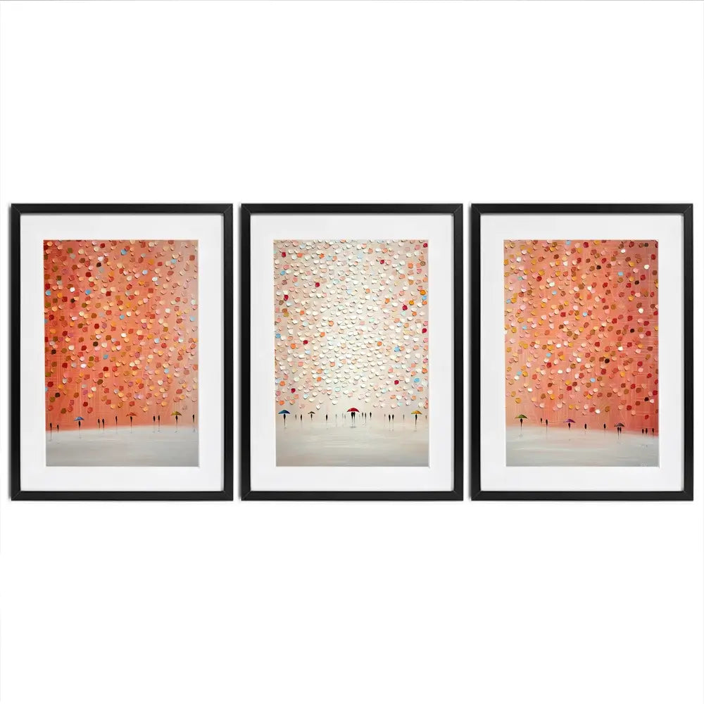 A Rosy Rain Framed Art Print Trio A Rosy Rain Framed Art Print Trio wall art product Ekaterina Ermilkina