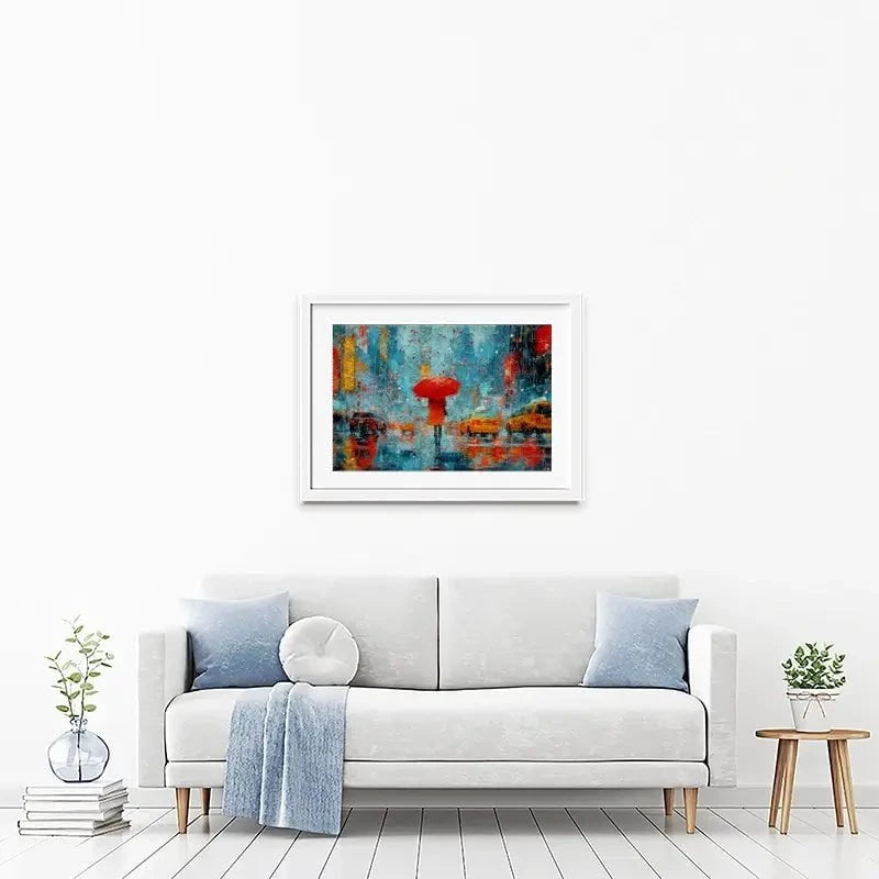 A Walk In Rainy New York Framed Art Print A Walk In Rainy New York Framed Art Print wall art product ChiliMili / Shutterstock