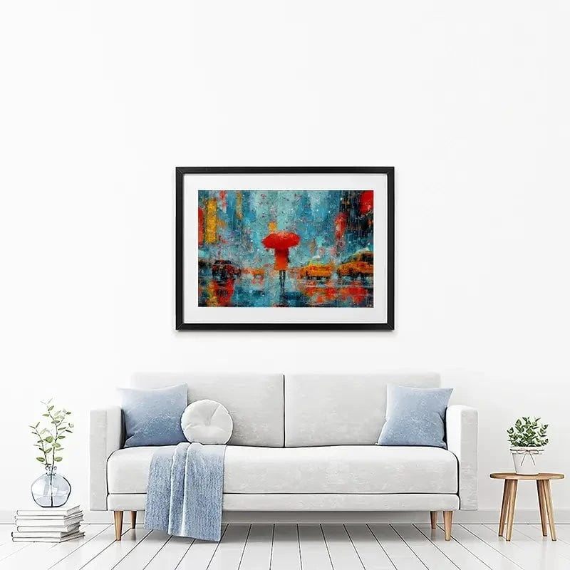 A Walk In Rainy New York Framed Art Print A Walk In Rainy New York Framed Art Print wall art product ChiliMili / Shutterstock