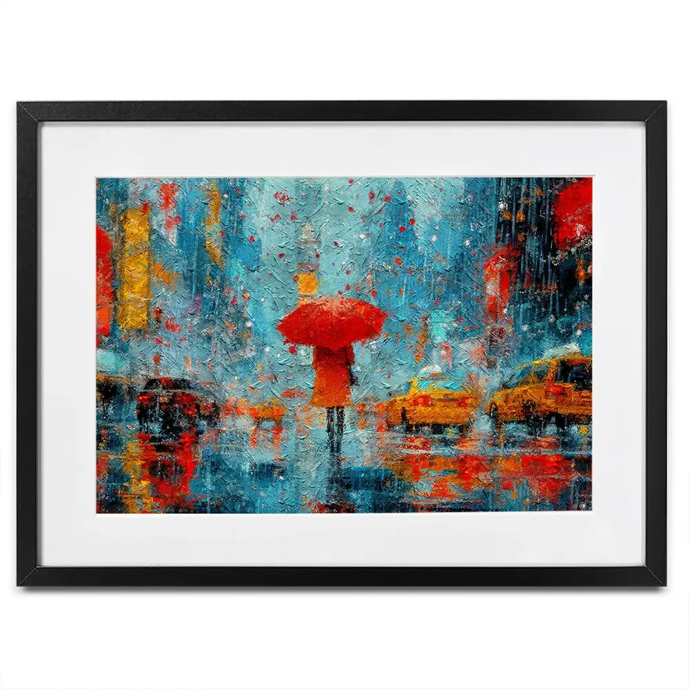 A Walk In Rainy New York Framed Art Print A Walk In Rainy New York Framed Art Print wall art product ChiliMili / Shutterstock