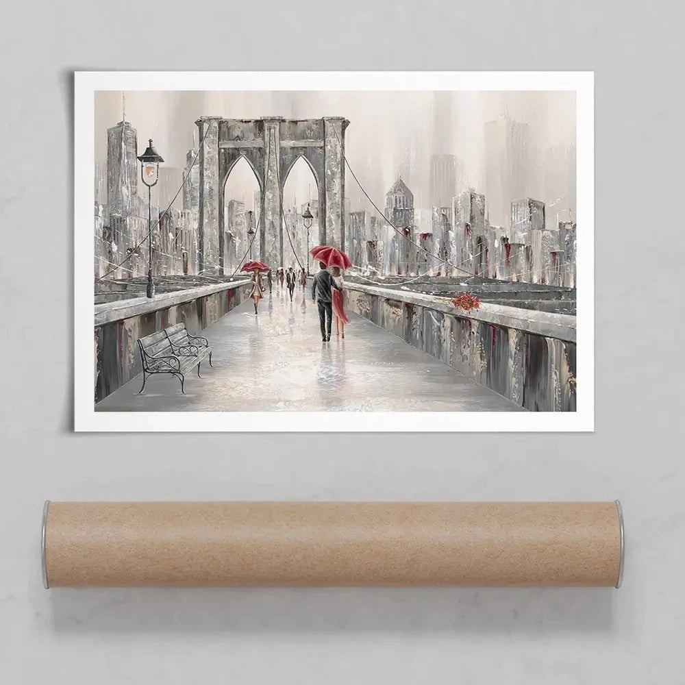 A Walk On Brooklyn Bridge Art Print A Walk On Brooklyn Bridge Art Print wall art product Isabella Karolewicz