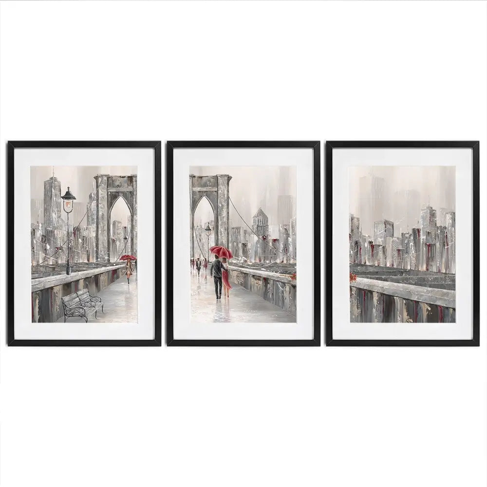 A Walk On Brooklyn Bridge Framed Art Print Trio A Walk On Brooklyn Bridge Framed Art Print Trio wall art product Isabella Karolewicz