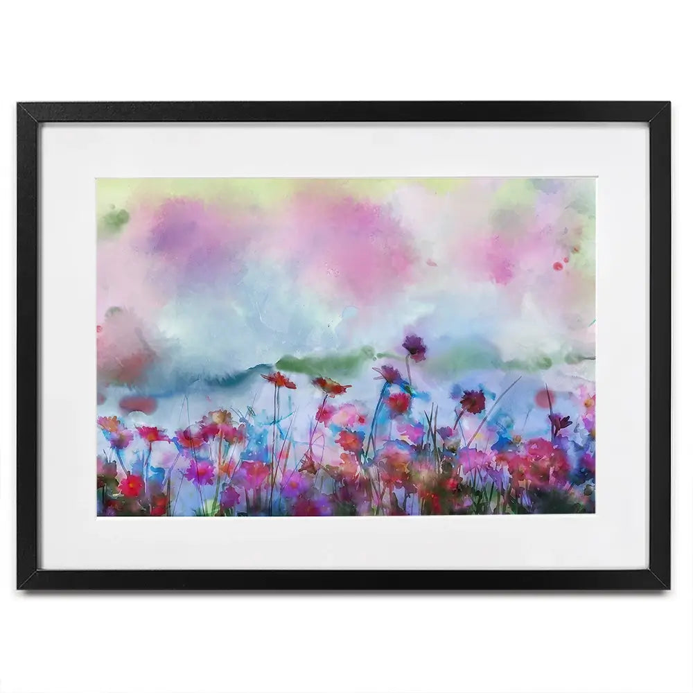 A Watercolour Flower Field Framed Art Print A Watercolour Flower Field Framed Art Print wall art product Art Print Shop