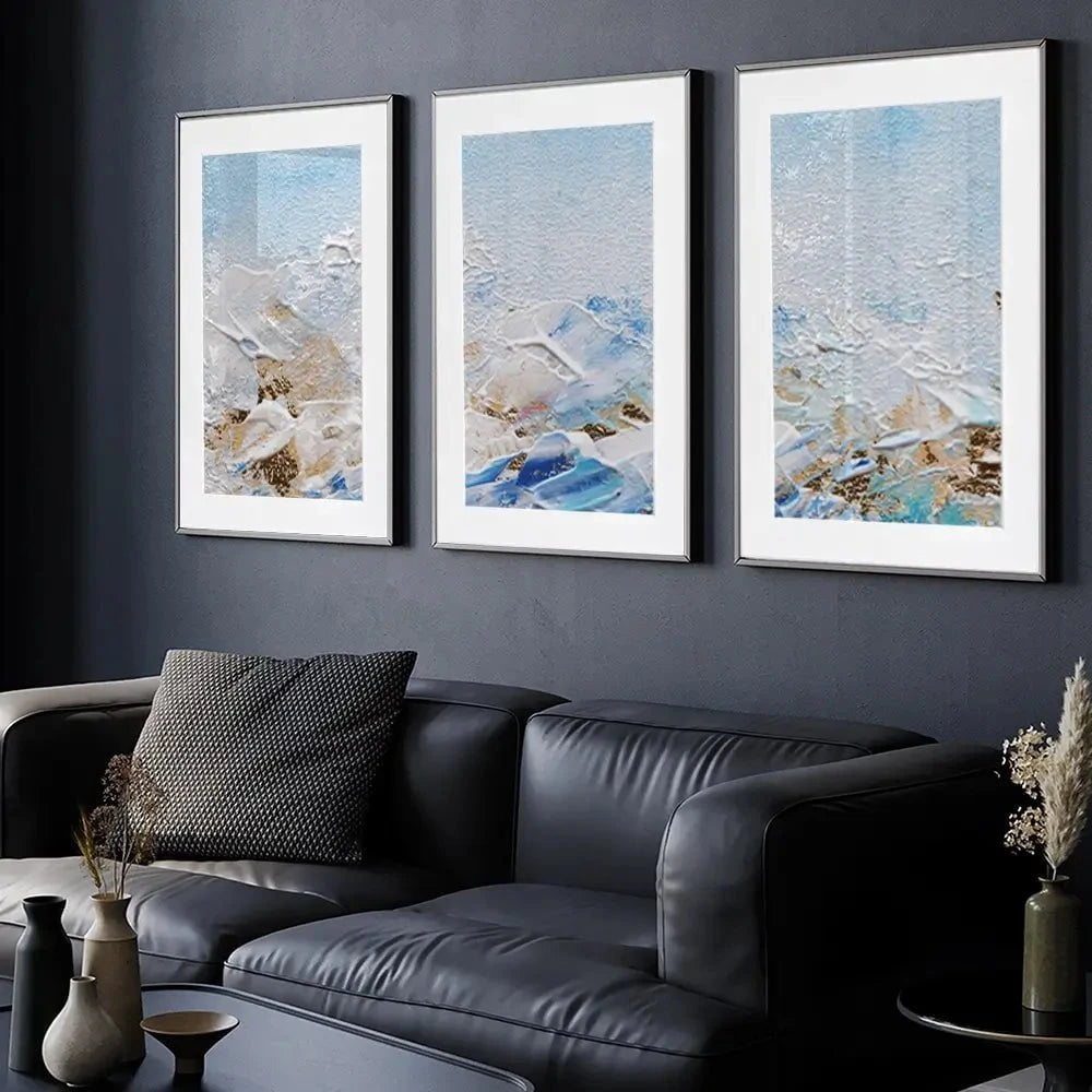 Abstract Azure Framed Art Print Trio Abstract Azure Framed Art Print Trio wall art product Rudchenko Liliia / Shutterstock