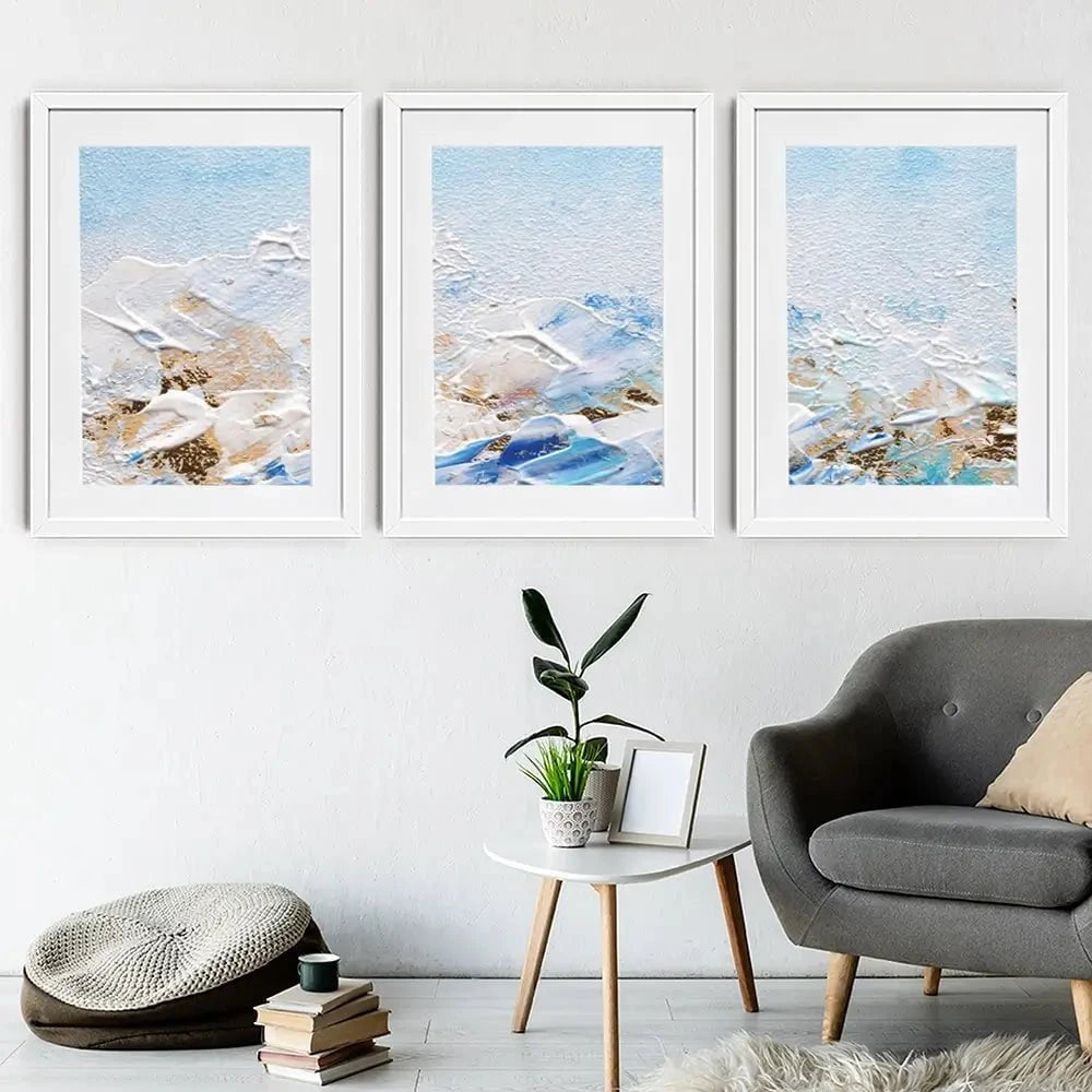 Abstract Azure Framed Art Print Trio Abstract Azure Framed Art Print Trio wall art product Rudchenko Liliia / Shutterstock