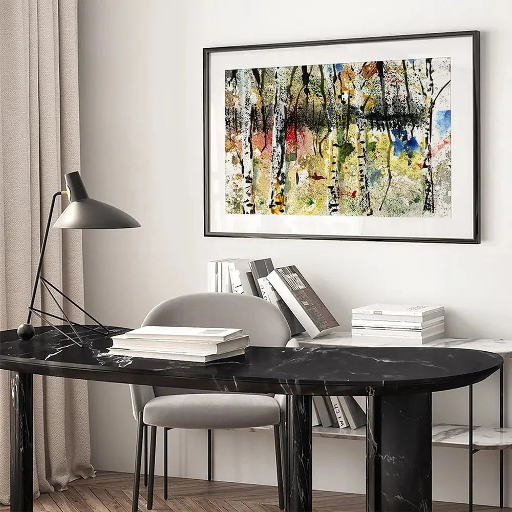 Abstract Birch Forest Framed Art Print Abstract Birch Forest Framed Art Print wall art product Papster / Shutterstock