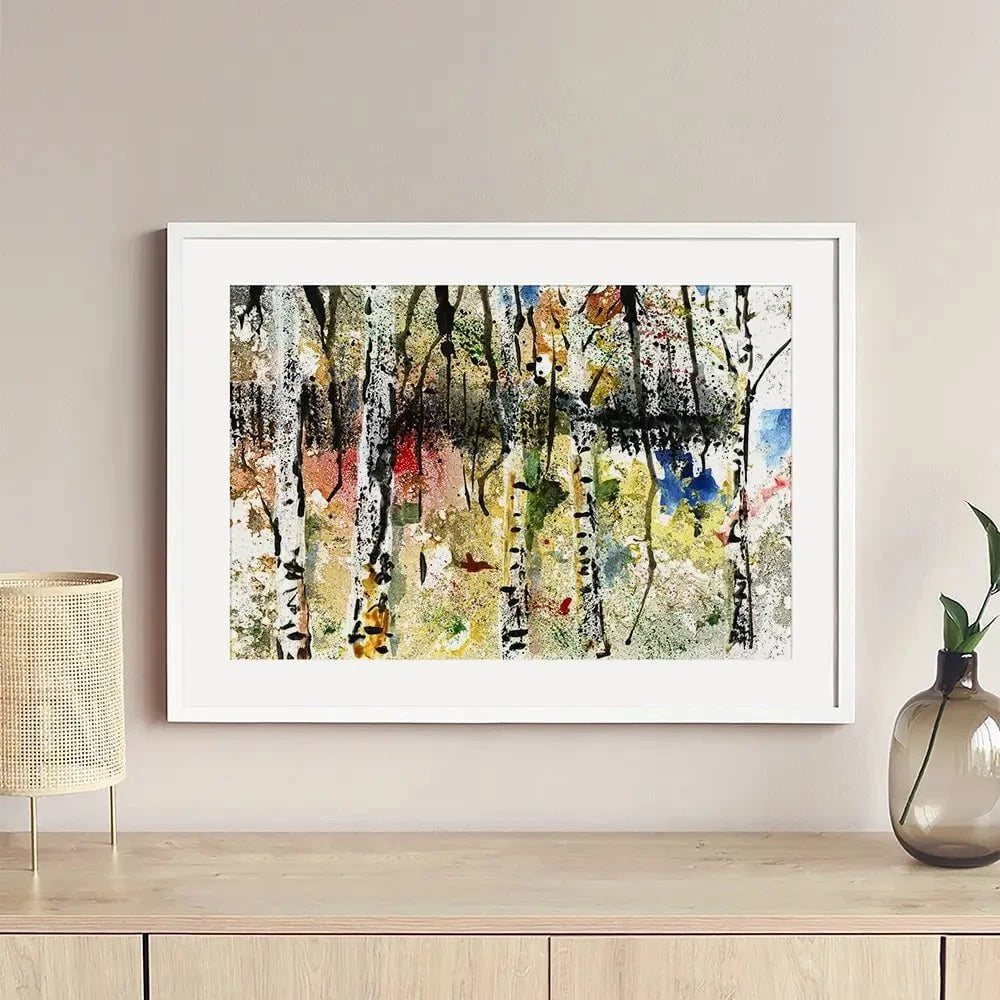 Abstract Birch Forest Framed Art Print Abstract Birch Forest Framed Art Print wall art product Papster / Shutterstock