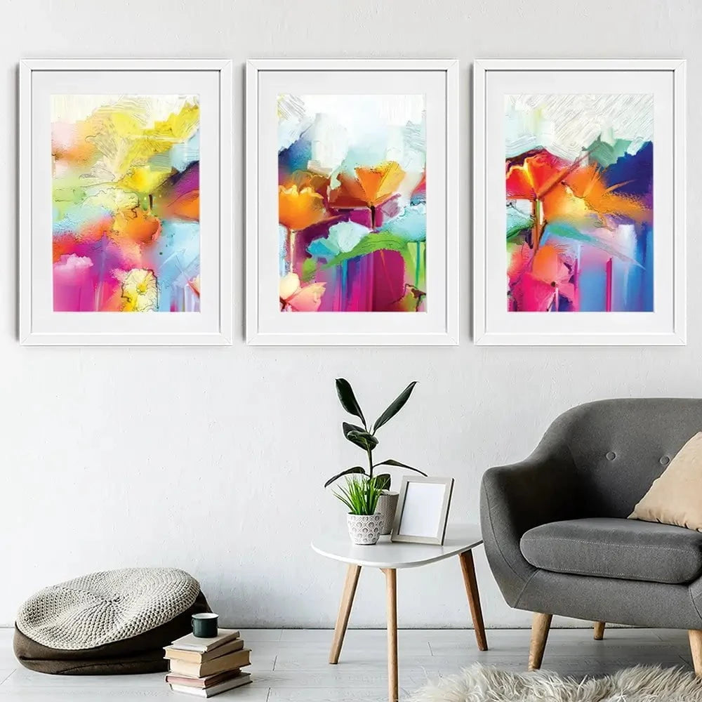 Abstract Flowers Framed Art Print Trio Abstract Flowers Framed Art Print Trio wall art product pluie_r / Shutterstock