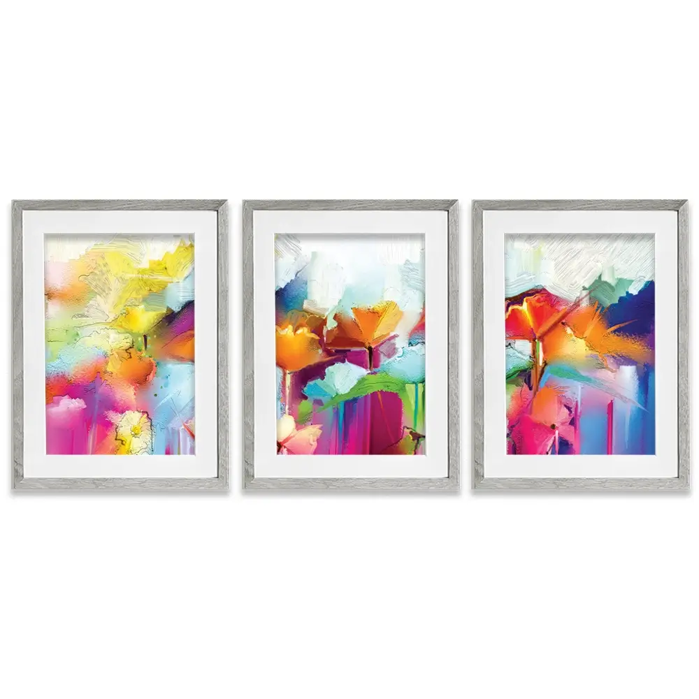 Abstract Flowers Framed Art Print Trio Abstract Flowers Framed Art Print Trio wall art product pluie_r / Shutterstock