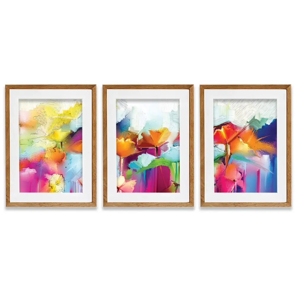 Abstract Flowers Framed Art Print Trio Abstract Flowers Framed Art Print Trio wall art product pluie_r / Shutterstock