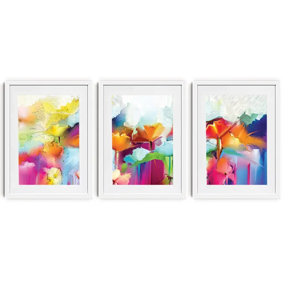 Abstract Flowers Framed Art Print Trio Abstract Flowers Framed Art Print Trio wall art product pluie_r / Shutterstock