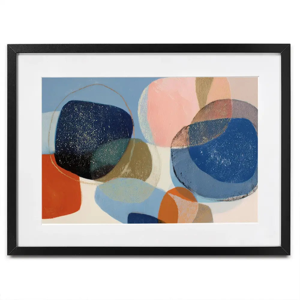 Abstract Geometric In Navy And Coral Framed Art Print Abstract Geometric In Navy And Coral Framed Art Print wall art product Chromatic Storm Studio
