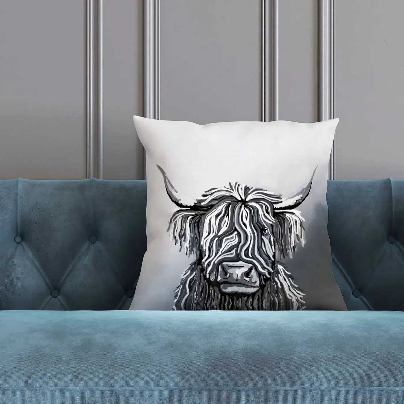 Abstract Highland Cow Cushion Abstract Highland Cow Cushion wall art product Independent