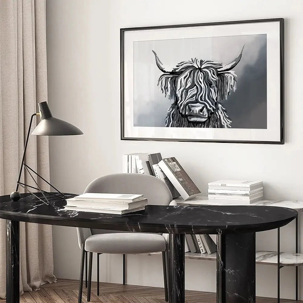 Abstract Highland Cow Framed Art Print Abstract Highland Cow Framed Art Print | Abstract Highland Cow Framed wall art product Independent